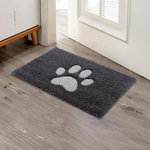 Oiilores Innen Fußmatte, rutschfeste Schmutzfang- und Sauberlaufmatte, maschinenwaschbar, wasserabsorbierende Tür- und Eingangstürmatte, ideal für Hund, Haustür, Dunkelgrau, 40 x 60 cm