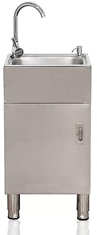Pica Cocina Fregadero Independiente de Acero Inoxidable con Grifo, Fregadero de Restaurante Comercial de un Tazón, Fregadero de Exterior pequeño y Multifuncional, for Restaurante, Cafetería, Bar, Hote