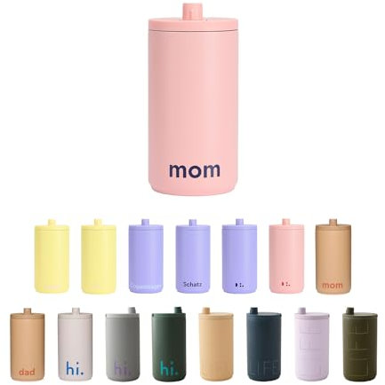 Design Letters Thermobecher Rosa 350 Ml MOM | Geschenke für Mama | Kaffeebecher To Go Isoliertem Edelstahl | Thermobecher Mama Geschenk, Mom Tasse | Thermobecher Auslaufsicher