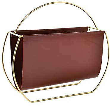 jebyltd Porte-revues en cuir synthétique - Organiseur de bureau - Cadre en métal - Étagère pour journaux - Pour la maison, le bureau, l'école