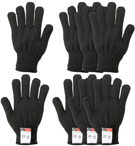 PATIKIL Cut Resistant Gloves, 4 Pair Level 5 Protection Anti Cutting Gloves for Kitchen Wood Carving Working, Extra Large, Black