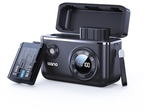 Llano EN-EL15C Lot de 2 Batteries avec Port USB-C, Chargeur Rapide à Double Emplacement pour Nikon Zf, Z5, Z6, Z6II, Z7, Z7II, Z8, D780, D850, D7500, D500, D600, D610, D750, D800, D810, D7100, D7200