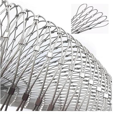 Flexibles Edelstahl-Seilgeflecht Verzinkter Maschendrahtzaun 10cm Maschenweite Gartenzaun für Gebäudesicherheitsnetze, Kundenspezifisch WXQTM(2.8x8m/9.18x26.24ft)