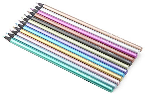 Metallische Buntstifte, Buntstifte Glitter 12 Farben Buntstifte mit glänzender Metallic-Farbe für Malbücher