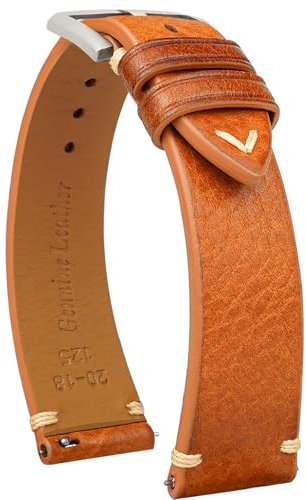 Gomvadr Quick Release Lederarmband, Öl Wachs Leder Uhrenarmbänder, Italienische Kalbsleder Uhrenarmbänder Ersatzband für Männer Frauen 16 18 19 20 21 22mm (22mm, Braun/silberne Schnalle/beige Kordel)