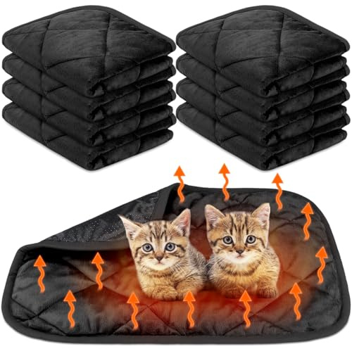 Clysee Selbstheizende Katzenmatte, Schwarz, 40,6 x 50,8 cm, 8 Stück