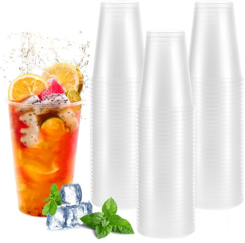 MUXHEL 100 bicchieri di plastica, 400 ml, in plastica dura, da 0,4 l, riutilizzabili, per feste