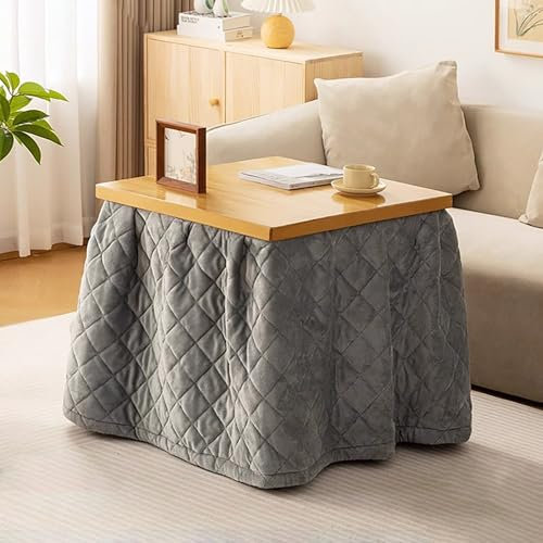 Hoixin Kotatsu-Tisch Casual Kotatsu Japanese Heated Table Coffee Tables Bambusmaterial Faltbares Design Sehr gut geeignet für Winterwohnzimmer Schlafzimmer Büro Steppdecke inklusive(Primary color,70x7