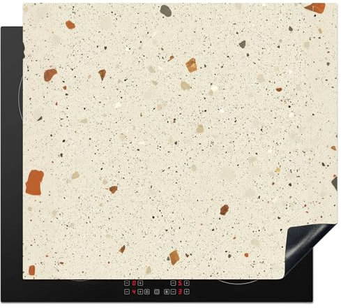 KitchenYeah© Herdabdeckplatte 59x52 cm Einteilig Induktionsmatte Küche Abdeckung Ceranfeld Herd Abdeckplatte Deko Vinyl Matte Aufrollbar Terrazzo - Dekoration - Fliesen - Muster