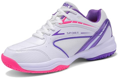 sekiueo Scarpe da Badminton per Uomo E Donna Scarpe da Pallavolo E Tennis Leggere E Traspiranti da Tennis,Viola,36 EU