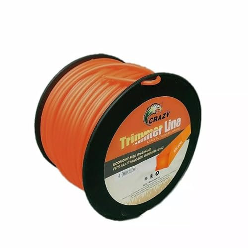 Generico Crazy Filo Quadrato per Decespugliatore, 4mm x 100m, Arancione, Professionale per Giardinaggio