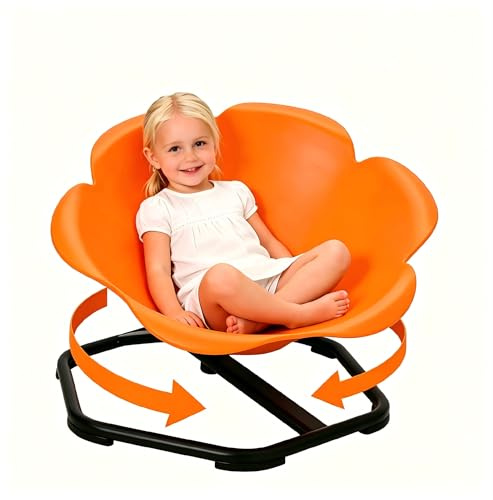 YULEYU Kinder Drehstuhl für Autismus, Sensorischer Drehstuhl für Training Physische Koordination und Gleichgewicht, 360°-Drehsitz Spielgeräte, Autismus-Sensorikspielzeug für Jungen und Mädchen(Orange)
