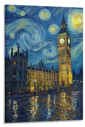 Van Gogh London Leinwand Bilder Wandbilder Kunst Ausführung Kunstdruck Kunstdruck Schadstofffreier Umweltschutz Wasserdicht Für Wohnzimmer Schlafzimmer Büro Wanddekoration 08x12inch(20x30cm)