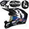 WMDMJT Casco da Motocross Integrale Nero Bianco con Occhiali, Casco Moto Fuoristrada Unisex per Adulti E Giovani, Imbottitura Rimovibile, MTB BMX Cross Enduro Scooter,Black2-M