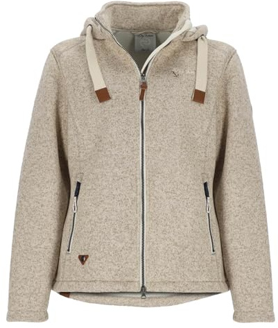 Dry Fashion Damen Wollfleece-Jacke Poel - Fleecejacke Kapuze Navy, Größe 36 | Windabweisend & weich, Taillierter Schnitt, Verstellbare Kapuze, Zwei-Wege-Reißverschluss, Taschen mit Reißverschluss