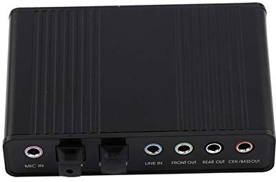 Yunir USB Audio Sound Card, 6 Channel External Digital Optical SPDIF Audio Adapter for PC, 48,44 KHz Sampling Rate with SPDIF in Out, Compatible with,Vista,Wins7,OS X OS9.1