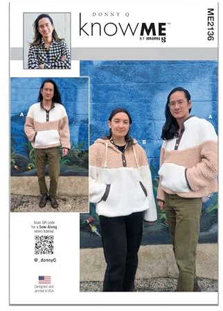 Know Me Sewing Pattern ME2136A Unisex Contrast Jackets by Donny Q A (XS-S-M-L-XL-XXL)