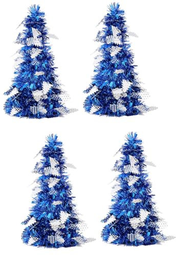 WTRYT Árbol de Navidad artificial, 4 unidades, 27 cm, artificial, escritorio, árbol de Navidad, mini árbol de Navidad, escritorio, árbol de Navidad para escaparate