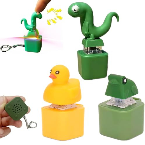 XUDUOO 3 Stück Fidget Toys Lizard Button Frosch Sensorik Spielzeug, Frösche Quaken Schlüsselanhänger, Ente Lustige Gadgets mit Lichtern und Sound, Tastatur Fidget Geschenke für Stressabbau
