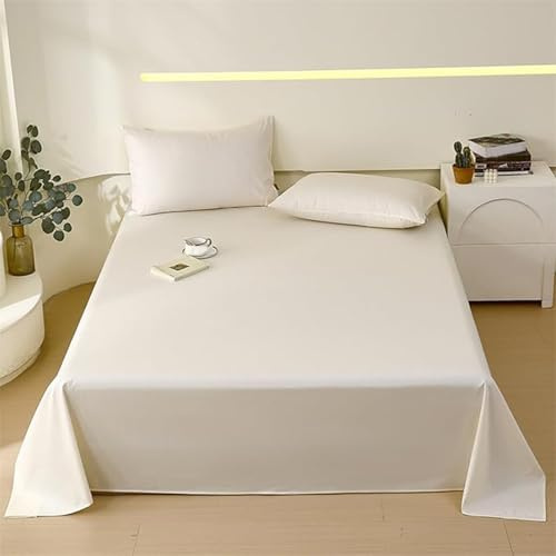 VENIES Bettlaken ohne Gummizug 160 x 230 cm 100% Baumwolle | Uni Baumwolle Einfache Klassische Hotel Bettücher ohne Spanngummi Laken Leintuch Weiß