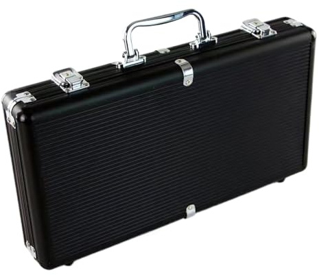 Pokerkoffer – mattschwarze Aluminium-Tragebox mit 300 Teilen, sicherer Chip-Aufbewahrungs-Organizer, schützender, abschließbarer -Halter | Stilvolle Transportlösung für Card-Night-Sammler-Access