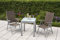 MERXX 3tlg. Amalfi Set, 2 Amalfi Klappsessel, Rückenlehne 5-Fach verstellbar, 1 Balkonausziehtisch, 65 (130) x 65 cm, Matte Glasplatte, Taupe