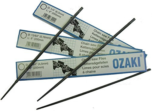 OZAKI - Lime Chaîne Tronçonneuse 3/8 .404 - Lime Ronde - Entretien Et Affûtage - Diamètre 5,5 mm (7/32) - Longeur 20 cm (8) - Boîte de 6 Limes