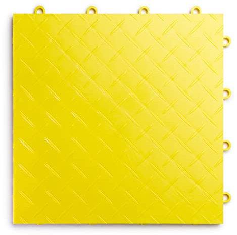 racedeck Diamant Teller Design, strapazierfähiges Interlocking Modular Garage Bodenbelag Fliesen (Single Tile), weiß 24 Pack gelb