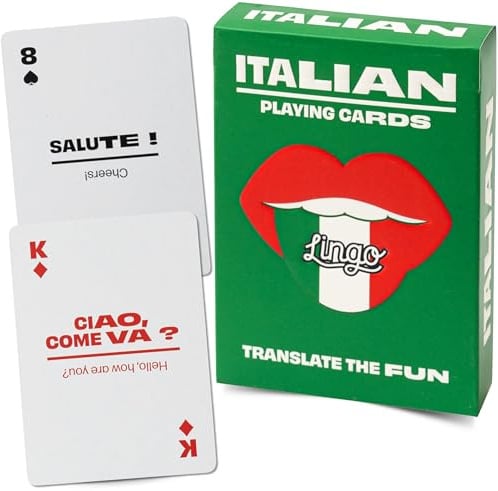 Lingo Playing Cards | Language Learning Game Set | Fun Visual Flashcard Deck to Increase Vocabulary and Pronunciation Skills (Italian)