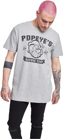 MERCHCODE Herren Popeye Barber Shop Tee T-Shirt Heather Grey, XXL