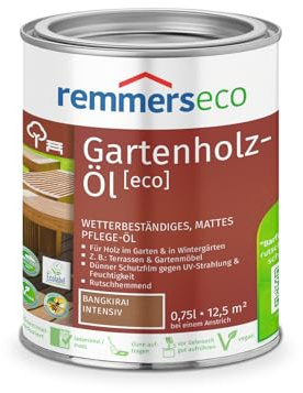 Remmers Gartenholz-Öl [eco], bangkirai intensiv, 0,75 Liter, Wetterbeständiges, mattes Öl, aussen und innen, optimal für Terassen & Gartenmöbel, rutschhemmend