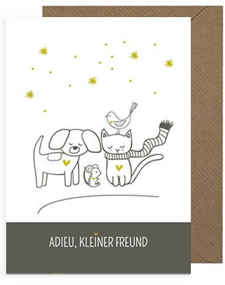 dabelino Trauerkarte für Tiere/Haustiere (Hund, Katze, Maus, Vogel)