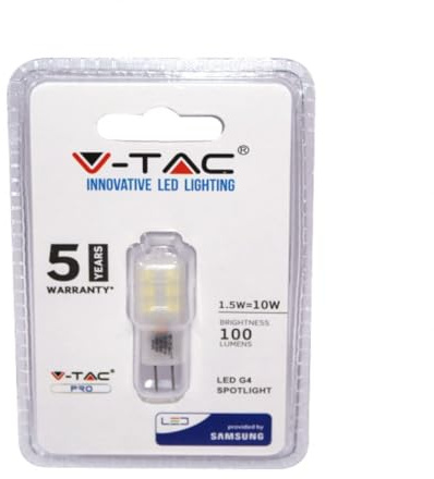 V-TAC VT-201 1.5 W G4 A Warm White LED Lamp (Warm White, A, 1.2 cm, 3.8 cm, 14 g)