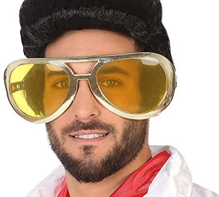 ATOSA XXL Brille Gold übertrieben Stil Elvis Kostüm Brille