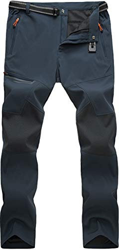 TACVASEN Men's Hiking Trousers Quick Dry Water-Resistant Softshell Trousers Breathable Pants for Work Fishing Dark Grey,36