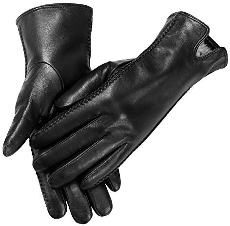 MaxW winter lederhandschuhe für frauen, mit voller hand touchscreen hervorgehoben, warm driving handschuhe, schwarz