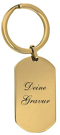 Schlüsselanhänger mit eigener Gravur/Text/Edelstahl/Gravur auf Vorderseite & Rückseite möglich (Gold, Edelstahl)