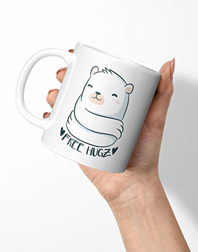 BLAK TEE Cute Polar Bear with Free Hugs Porcelain Coffee and Tea Mug 330 ml