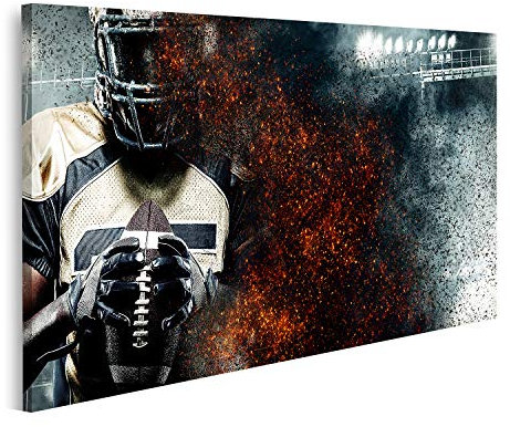 islandburner Bild auf Leinwand American Football Spieler Helm Stadion In Feuer Bilder Wandbilder Poster