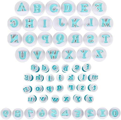 Maijia Lot de 62 emporte-pièces en forme de lettres de l'alphabet pour décoration de gâteaux, cupcakes, fondants, biscuits, gaufrage, moule de cuisson pour pâtisserie, décoration de gâteaux