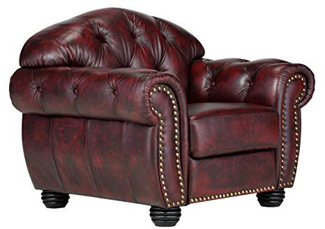 Woodkings® Chesterfield Sessel Hereford Echtleder antik rot Bürosessel Polstermöbel Clubsessel Federkern Unikat Herrenzimmer englisches Leder Stilsessel