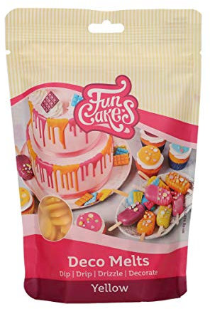 FunCakes Deco Melts Gelb - Trempez, coulez, arrosez et décorez ! Faire fondre brièvement au micro-ondes ou au bain-marie , 250 g
