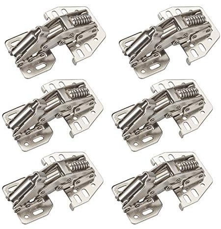 6 pezzi - JUNKER Cerniera a vite a 90° con ammortizzatore SoftClose e fermo di montaggio (acciaio, nichelato, regolabile) Cerniera pieghevole angolare da avvitare