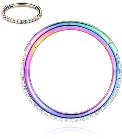 AROWRO Nasenpiercing Ring Helix Piercings Tragus Piercing Septum Piercing Conch Piercing Daith Piercing Rook Piercing Chirurgenstahl Zirkonia Hoop 16g 8mm Regenbogen