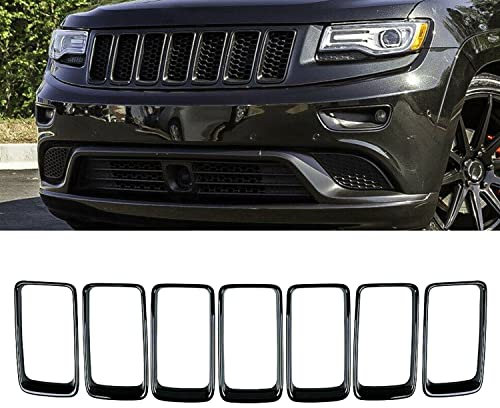 KYYET 7 anelli per paraurti anteriore per griglia di ventilazione, compatibili con Grand Cherokee 2014 2015 2016 nero lucido