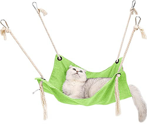 SDWSZZZW Hängematte Katze Liege Katzenkäfig Hängemattenbett Hängematte Hängendes Bett für Katzen, Frettchen, Ratte, Kaninchen, Kleine Hunde oder Andere Haustiere Katzenkäfigbett Sitz 47x47CM (Grün)