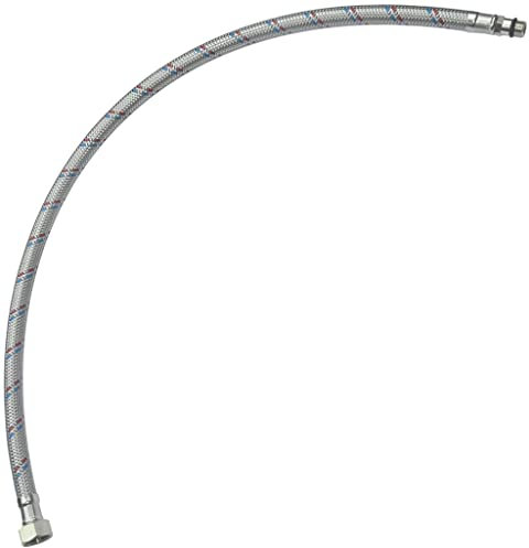 AERZETIX - Flexible Schlauchleitung für Wasserhahn - 3/8'' weiblich - M10 männlich - 600mm Länge - Silber - Gummi-Edelstahl - Einzelschlauch
