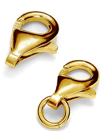 My-Bead Karabinerverschluss 9mm (11mm) 925 Silber vergoldet 18K kleiner Schmuckverschluss für Ketten Armbänder Colliers Ersatz & Reparatur Karabinerhaken DIY (1 Stück)