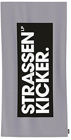 STRASSENKICKER Badetuch, ca. 75x150 cm, 100% Baumwolle, Velours, Flag Label, Made in Green, Grau/Schwarz