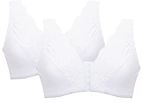 Eden House Ladies Pack of Two Lace Front Fastening Magic Bras White 18